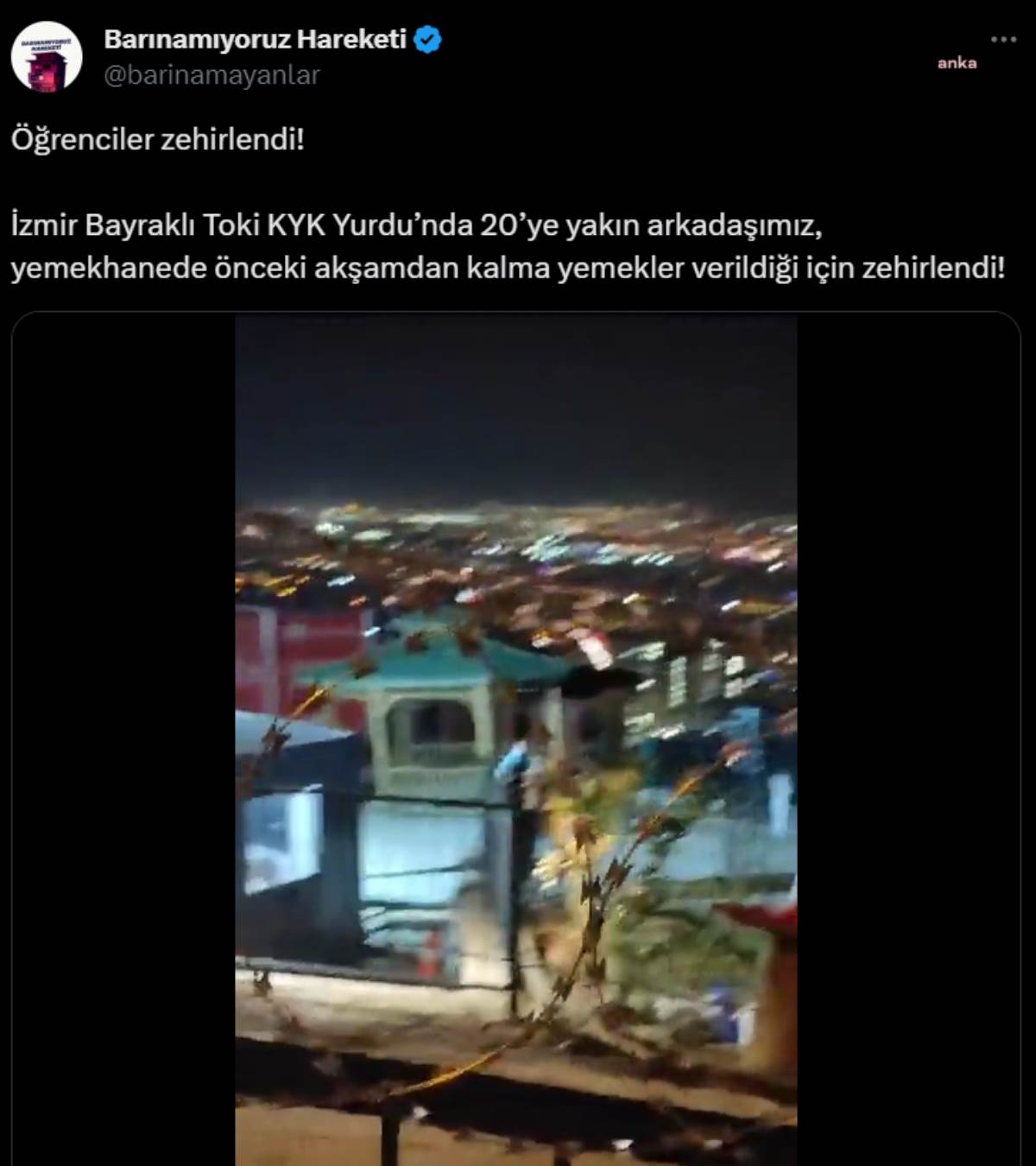 İzmir Bayraklı TOKİ KYK Yurdu'nda öğrenciler zehirlendi