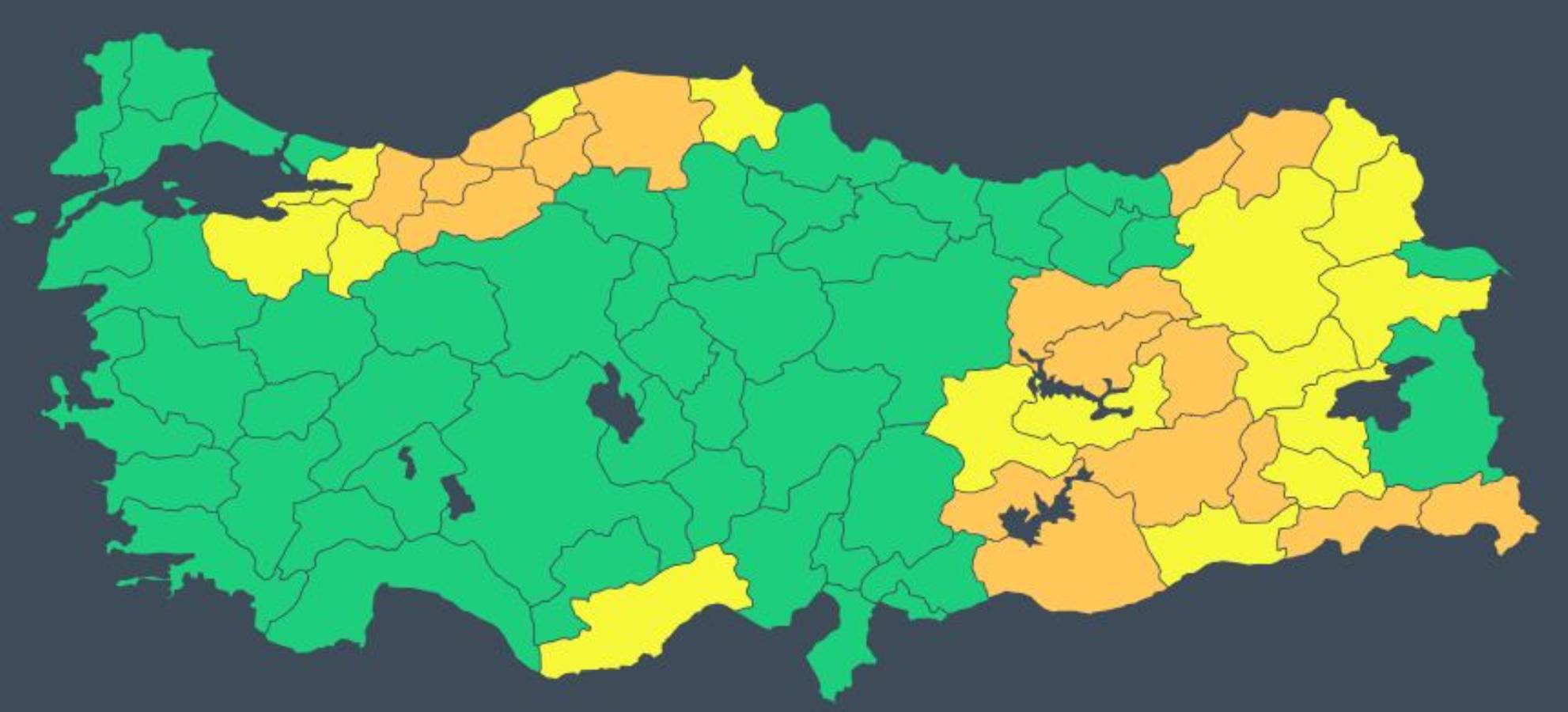 Meteoroloji ve AFAD'dan çok sayıda ile 'sarı' ve 'turuncu' kodlu uyarı