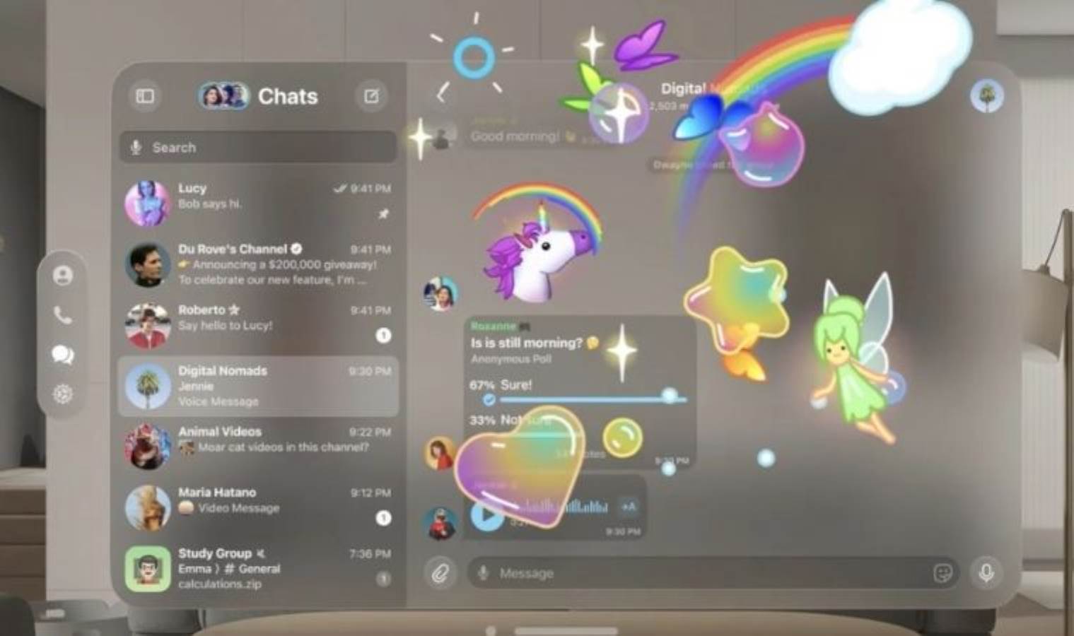 Apple Vision Pro'da Telegram'ın nasıl gözükeceği ortaya çıktı