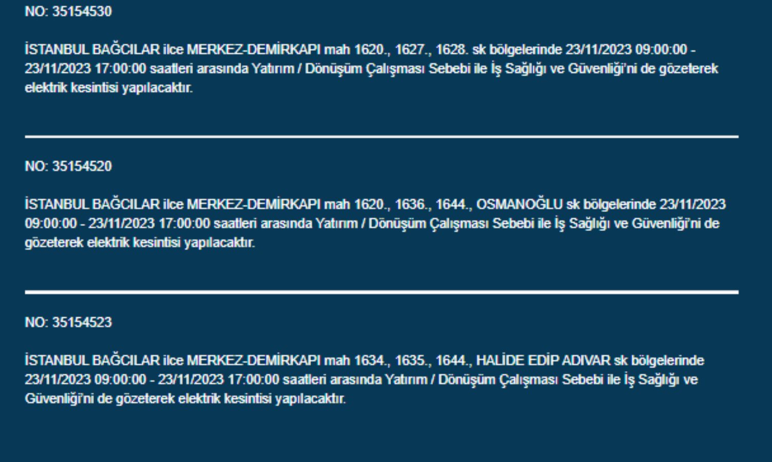 İstanbul'da 34 ilçede elektrik kesintisi: İstanbul'da bugün elektrik kesintisi yaşanacak ilçeler hangileri? İstanbul'da elektrikler ne zaman gelecek?