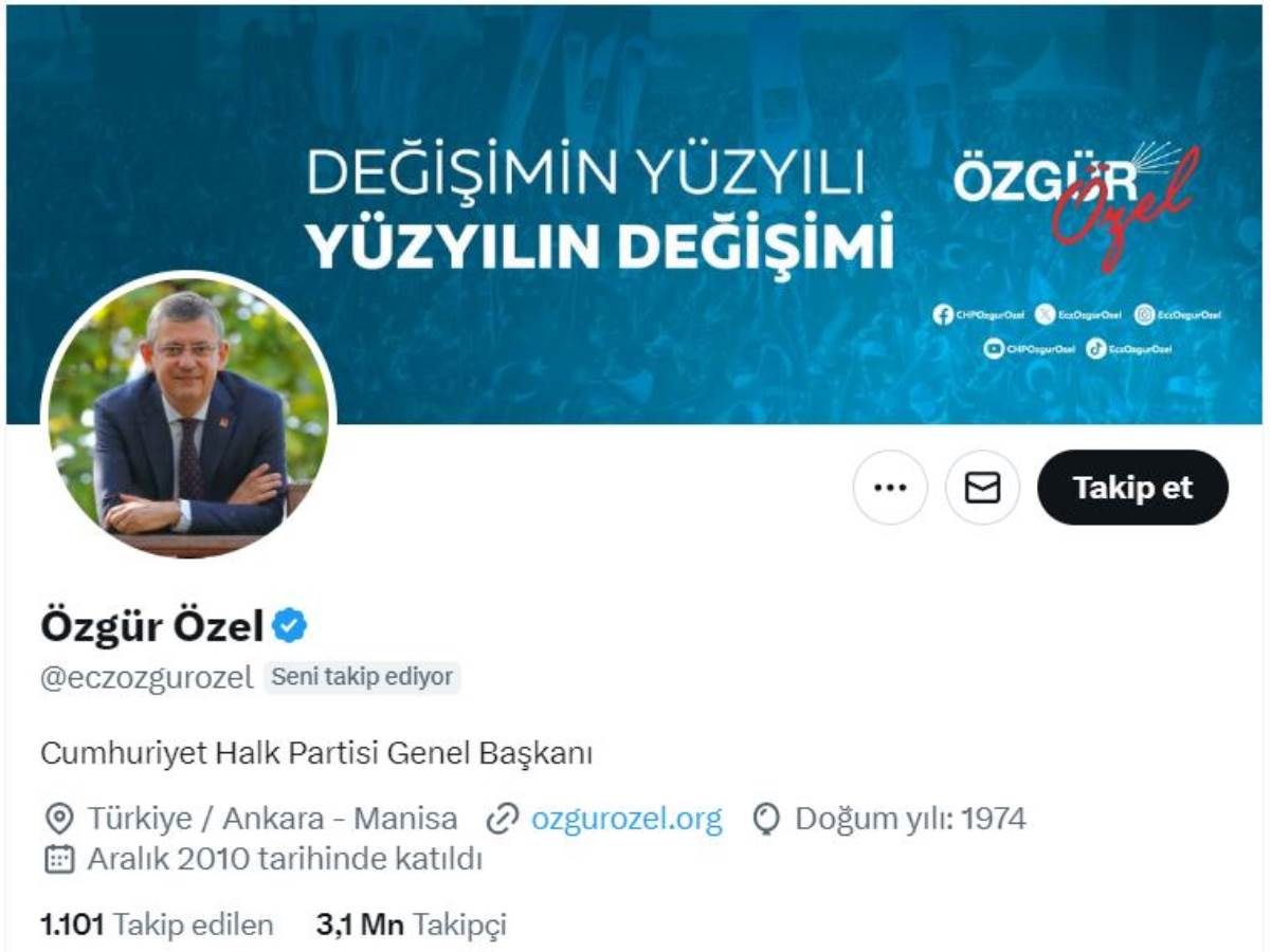 Özgür Özel, X hesabında biyografisini değiştirdi