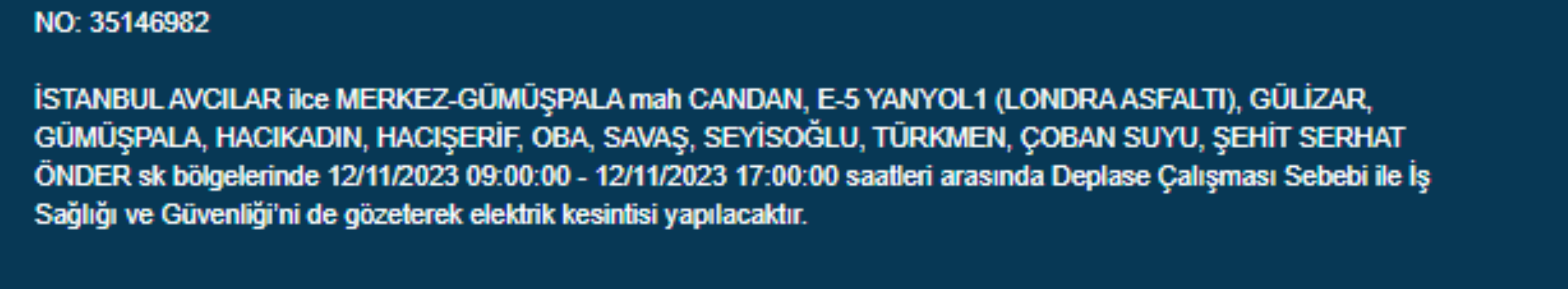 28 ilçede elektrikler kesilecek! İstanbul'da bugün elektrik kesintisi yaşanacak ilçeler hangileri? 12 Kasım İstanbul'da elektrik ne zaman gelecek? Avcılar, Bağcılar, Beylikdüzü, Fatih, Esenyurt, Pendik, Maltepe, Sancaktepe'de elektrikler ne zaman gelecek?