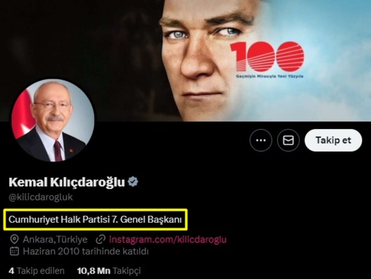 Kılıçdaroğlu X hesabında 'biyografi'sini değiştirdi