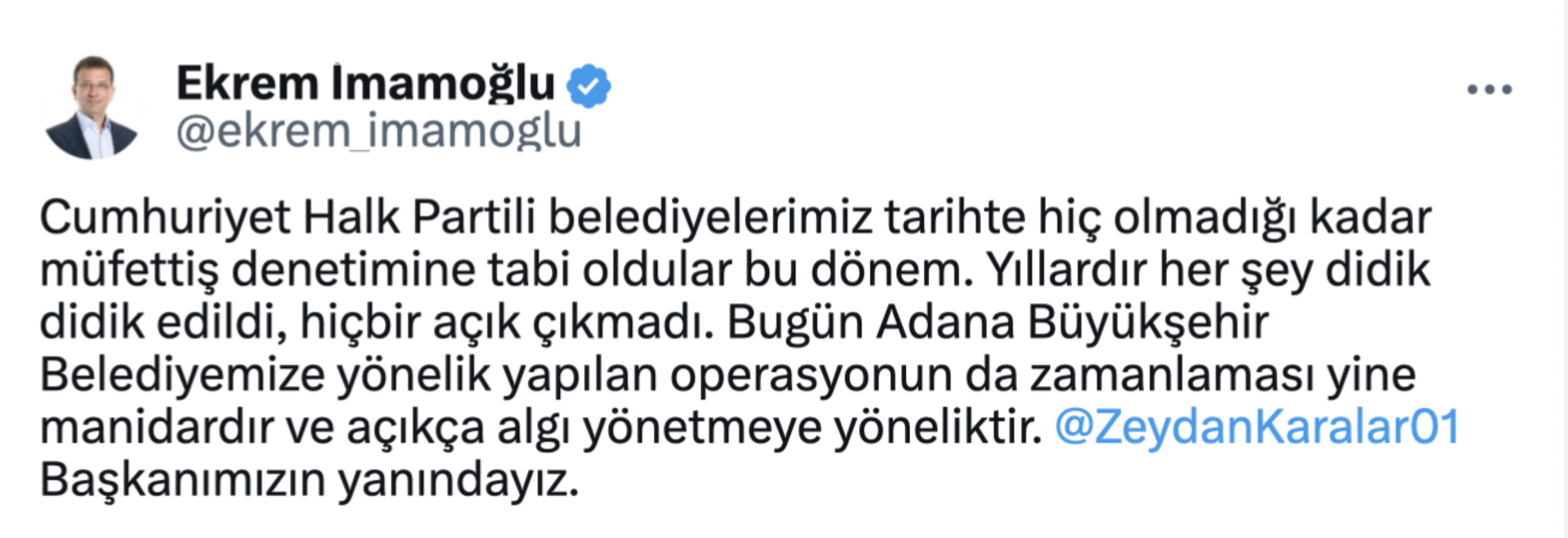 Ekrem İmamoğlu'ndan Adana Büyükşehir Belediyesi'ne yapılan operasyona tepki: 'Açıkça algı yönetmeye yöneliktir'