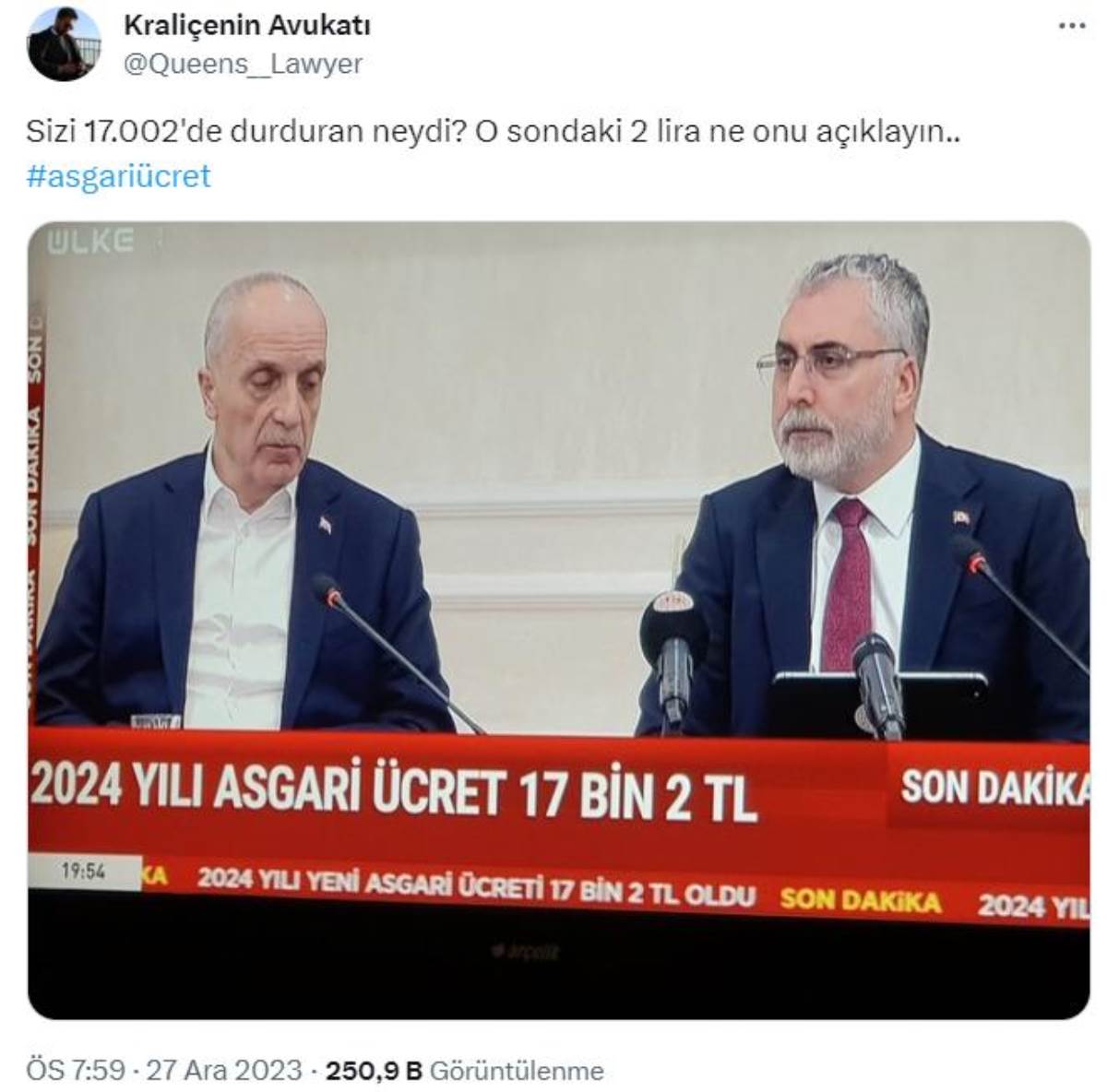 Asgari ücretteki 2 TL sosyal medyada gündem oldu