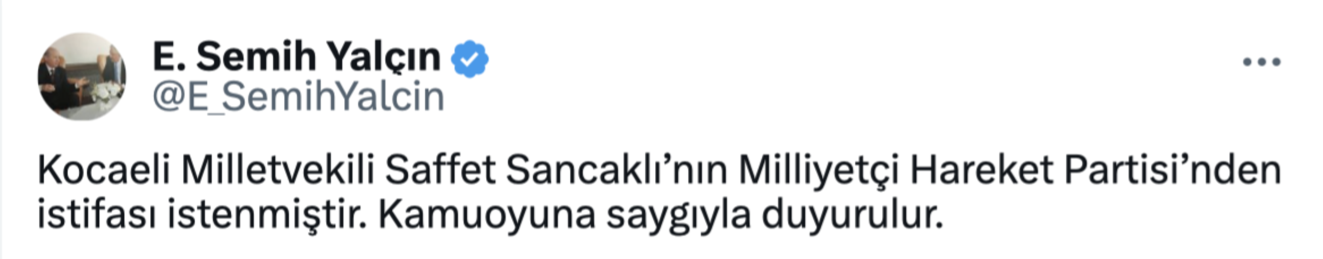 Son Dakika... MHP'li Semih Yalçın açıkladı: Saffet Sancaklı’nın partiden istifası istendi