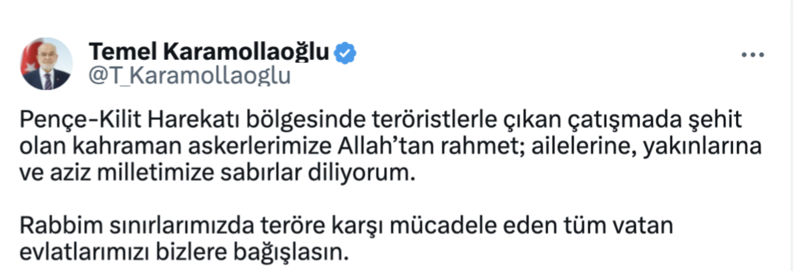 Siyasilerden şehit askerler için başsağlığı mesajı