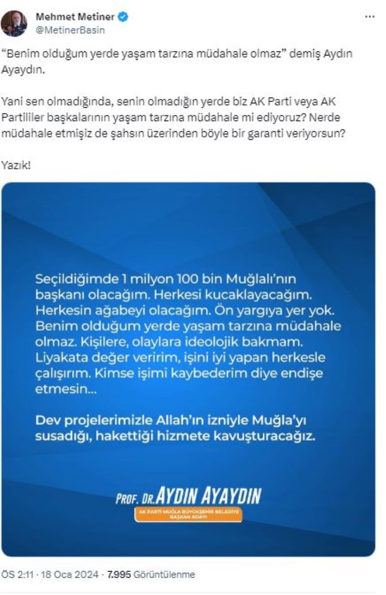 AKP adayı Ayaydın'a Metiner'den 'yaşam tarzı' tepkisi: Yazık!