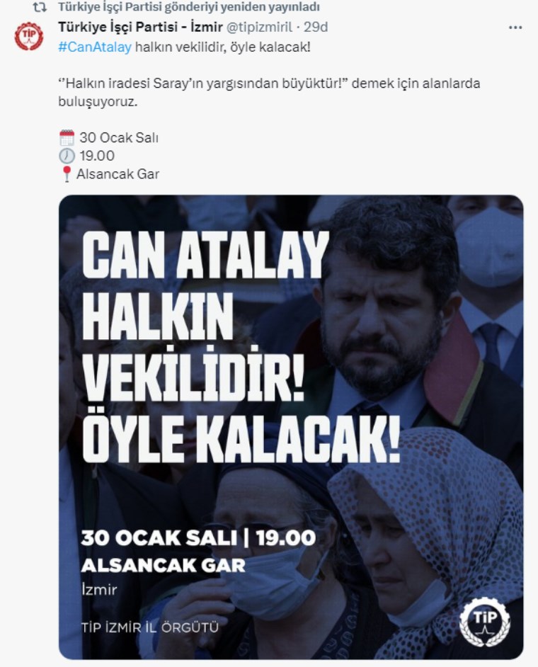 Can Atalay'ın milletvekilliğinin düşürülmesinin ardından TİP'ten eylem çağrısı: 'Yeniden başlıyoruz!'