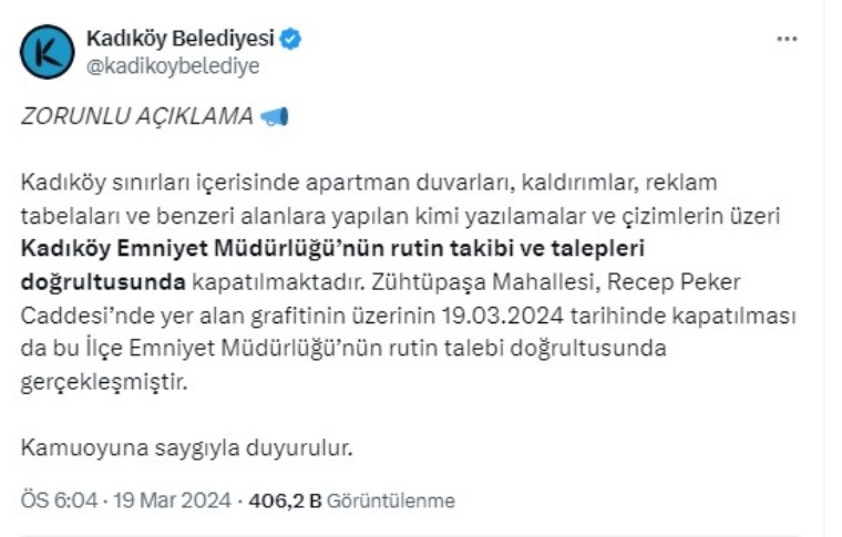 Kadıköy’deki Osayi Samuel’in grafitisi silindi, belediye talebin emniyetten geldiğini açıkladı