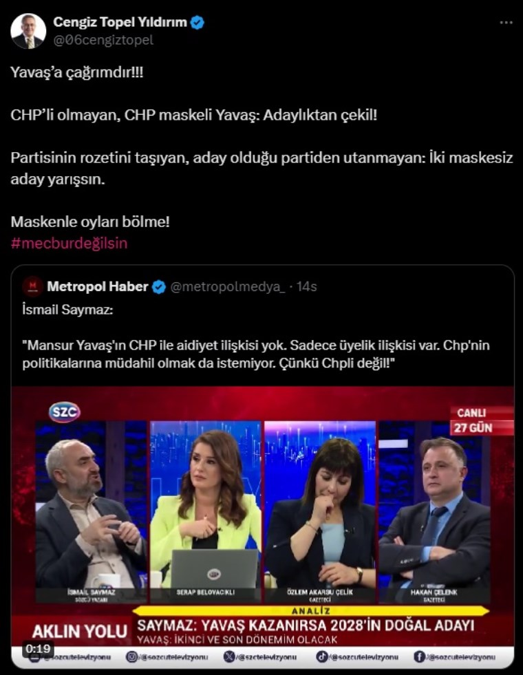 İYİ Parti'nin Ankara adayı Cengiz Topel Yıldırım'dan Mansur Yavaş'a 'adaylıktan çekil' çağrısı