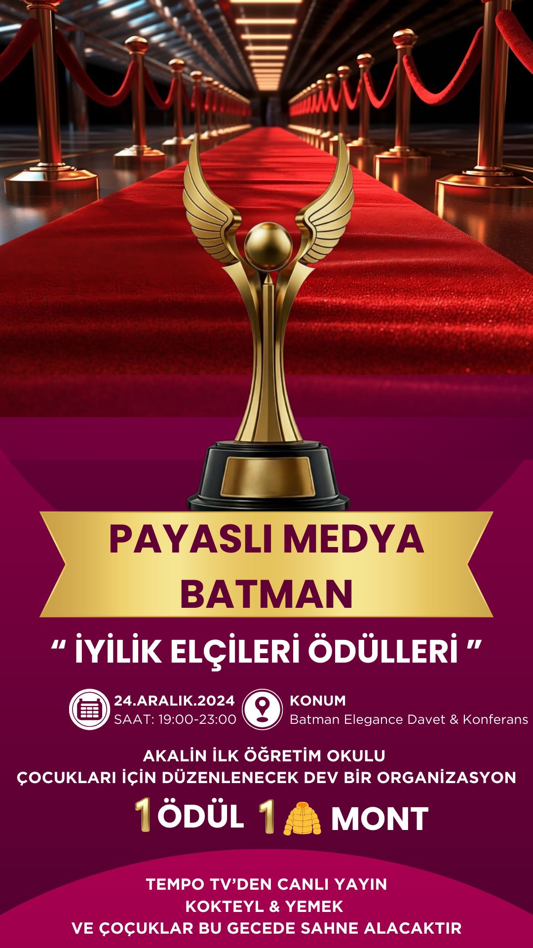 24 Aralık 2024 Salı Günü Payaslı Medya İş Birliği ile İyilik Severlerin Buluştuğu Gala'da Tempo TV Canlı Yayın